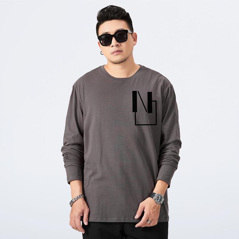 Męski T-shirt z długim rękawem o luźnym kroju w dużym rozmiarze na jesień (300 Jin)
