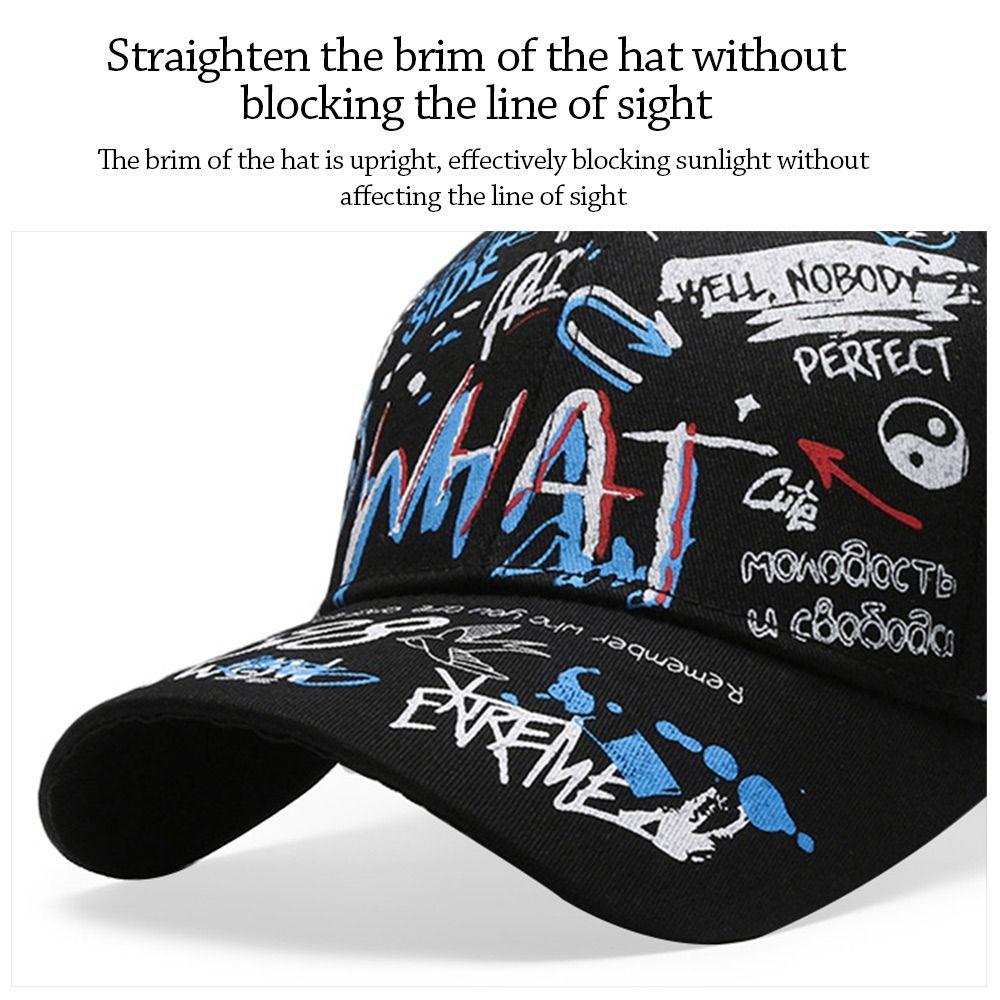 Lässige Hip Hop Baseballkappe Buchstabe Graffiti Atmungsaktiver Sonnenhut Verstellbar Snapback-Kappe mit Aufdruck für Männer Frauen