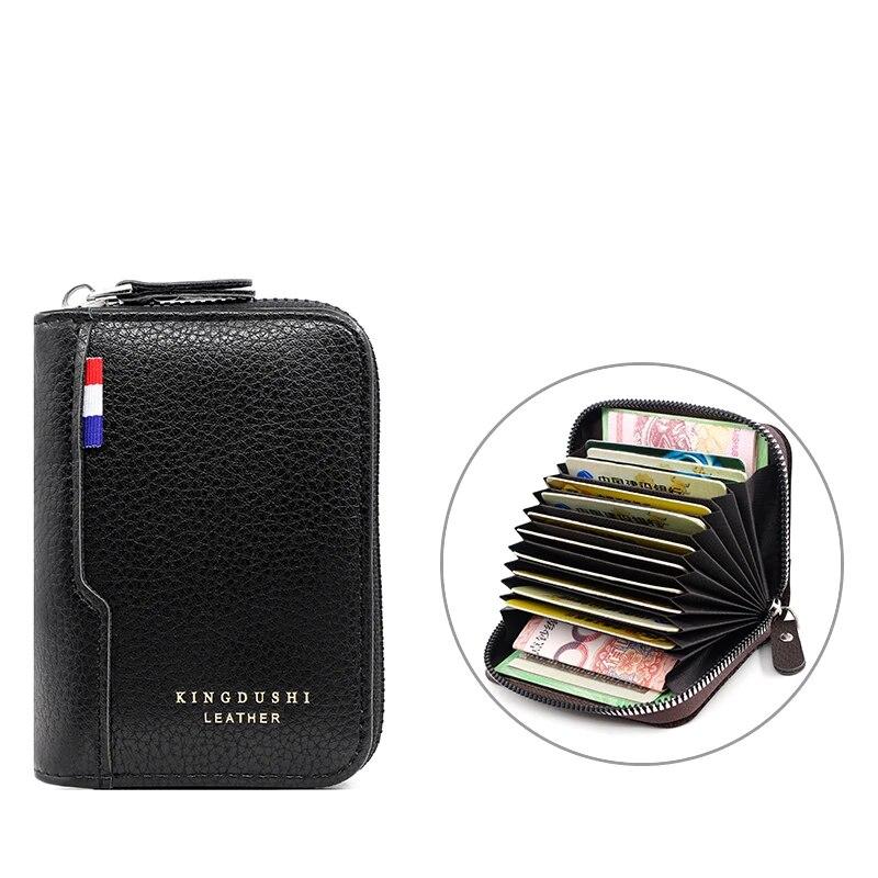 Деловой простой комбинированный кожаный матовый мужской короткий многофункциональный — фото 8