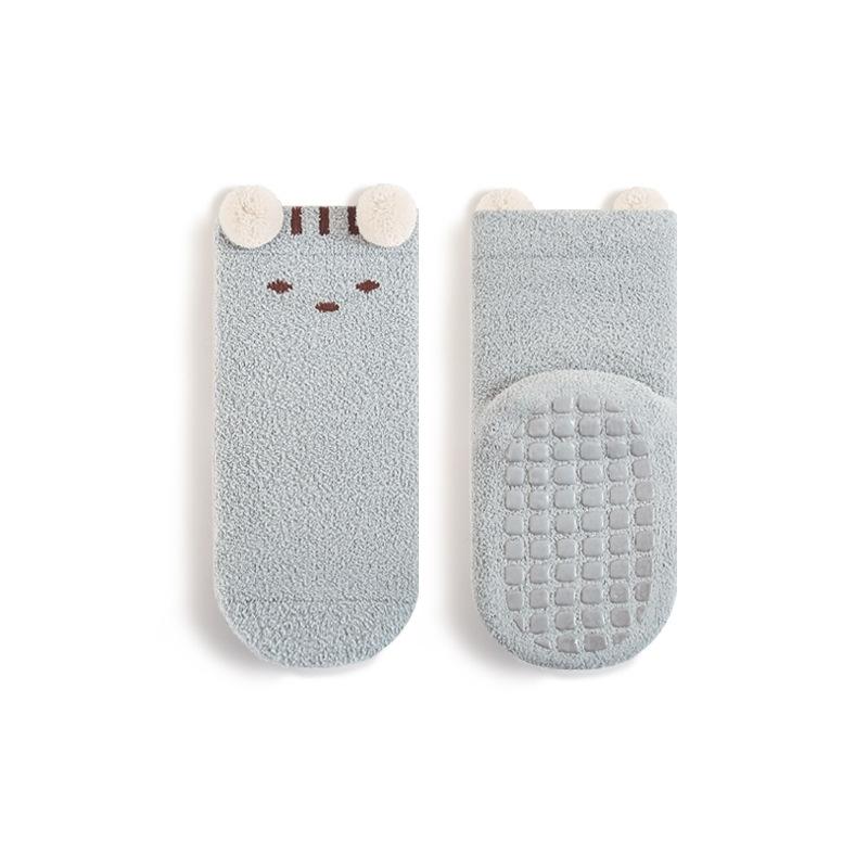 Cute Cartoon Bear Design Baby Socks Coral Velvet Warm Infants Stocking Thickened Socks for 0-5year Kids