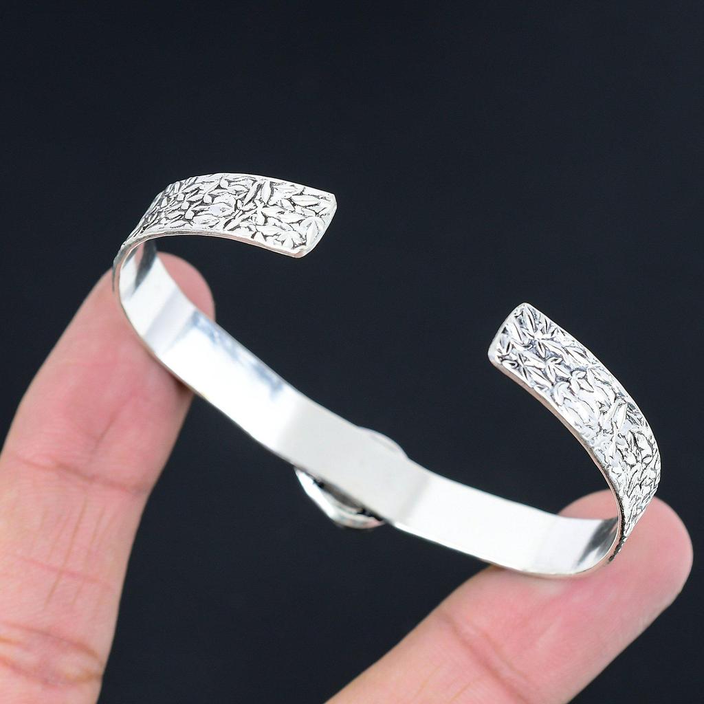 925 Sterling Silver Pear Golden Rutile Gemstone Engagement Boho Bangle Bracelet