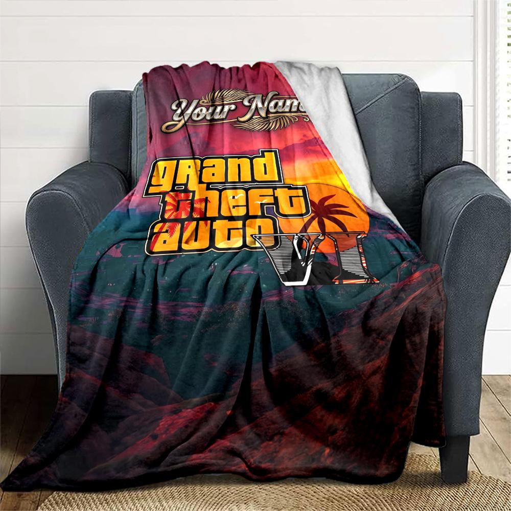Gta Customize Your Name Blanket Cozy Personalized Blanket Durable Comfort Throw For Picnics Office Bedding Office Chair All-Season Use