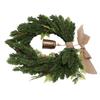 19.7 Inch Cedar Wreath Artificial Cedar Xmas Wreath with Vintage Rustic Cow Brown Linen Ribbon for Outdoor Indoor Decor