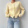Damen Rundhals Knopfleiste Langarm Strick Cardigan