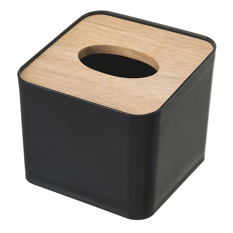 Hjem Kjøkken Rund/firkantet engangspapir av tre til ansiktsservietter Tissue Box Holder Baderom Soverom Organizer