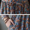 Korean Style Autumn Spring Women Midi A-Line Dress O Neck Floral Print Lace Up Dress Long Sleeve Elegant Ladies' Dress
