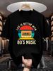 Men's Vintage 80s Music T-Shirt with Cassette Tape Print & Retro Suitable for 80s Themed Parties