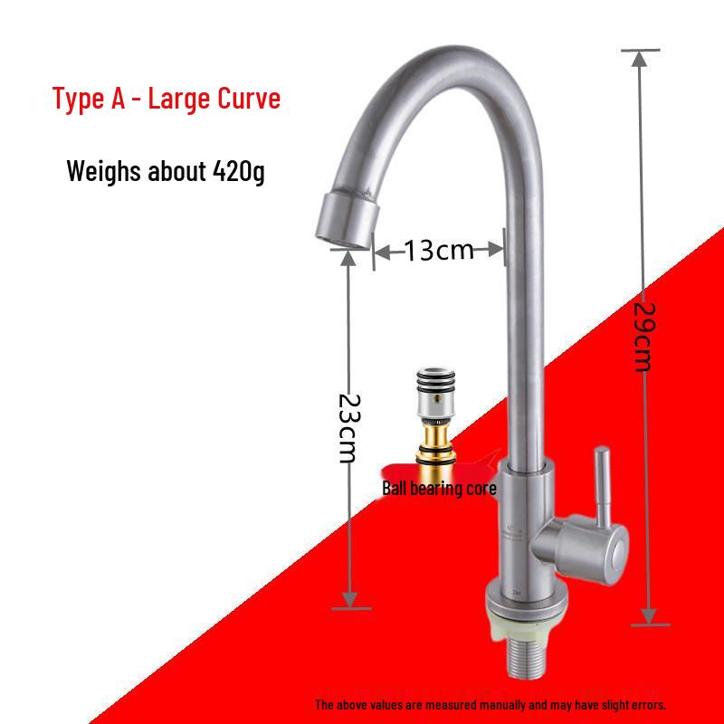 Vertical Stainless Steel Single Cold Kitchen Faucet for Wash Basin