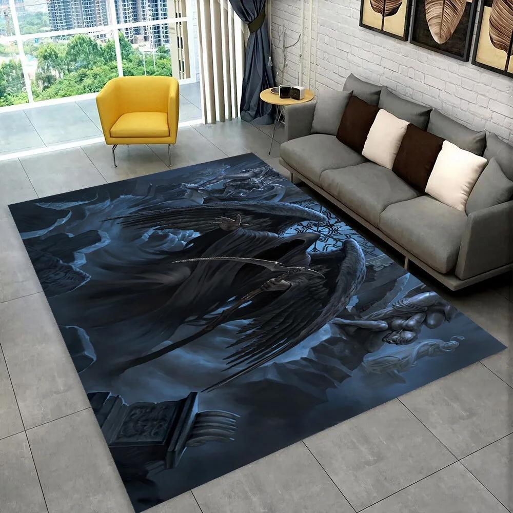 Grim Reaper Death Skull Gothic Non-Slip Area Rug for Living Room Bedroom Home Decor Kids Floor Mat Gift