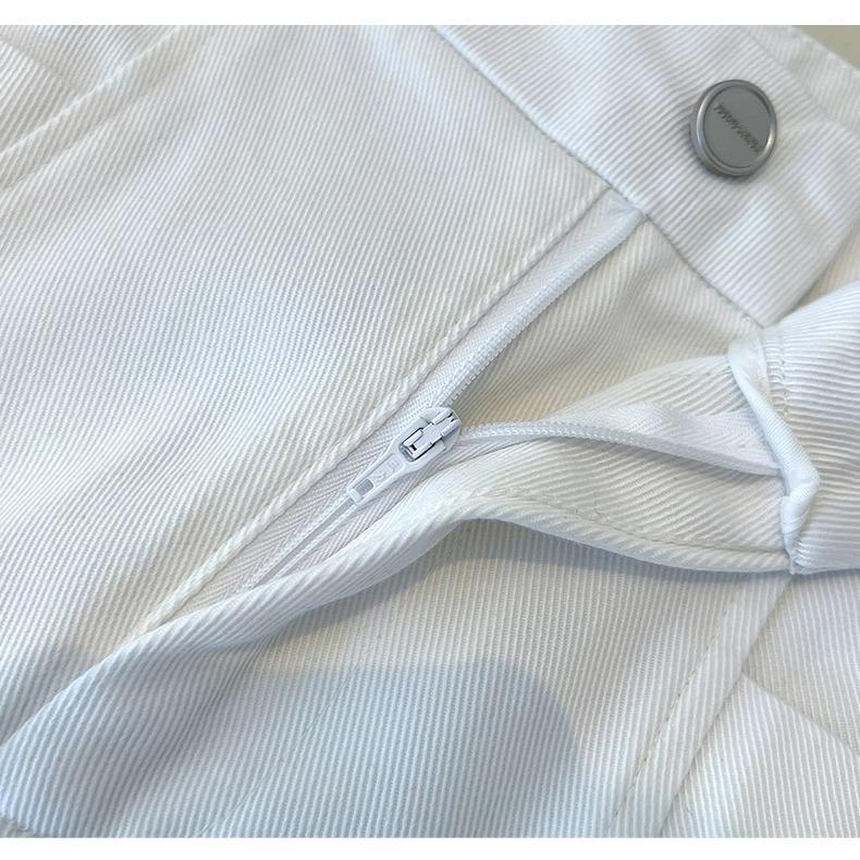 Women's White Wide-Leg Jeans 2025 - High-End Drapey Nine-Point Frayed Edge Straight Leg Trousers for Spring and Autumn