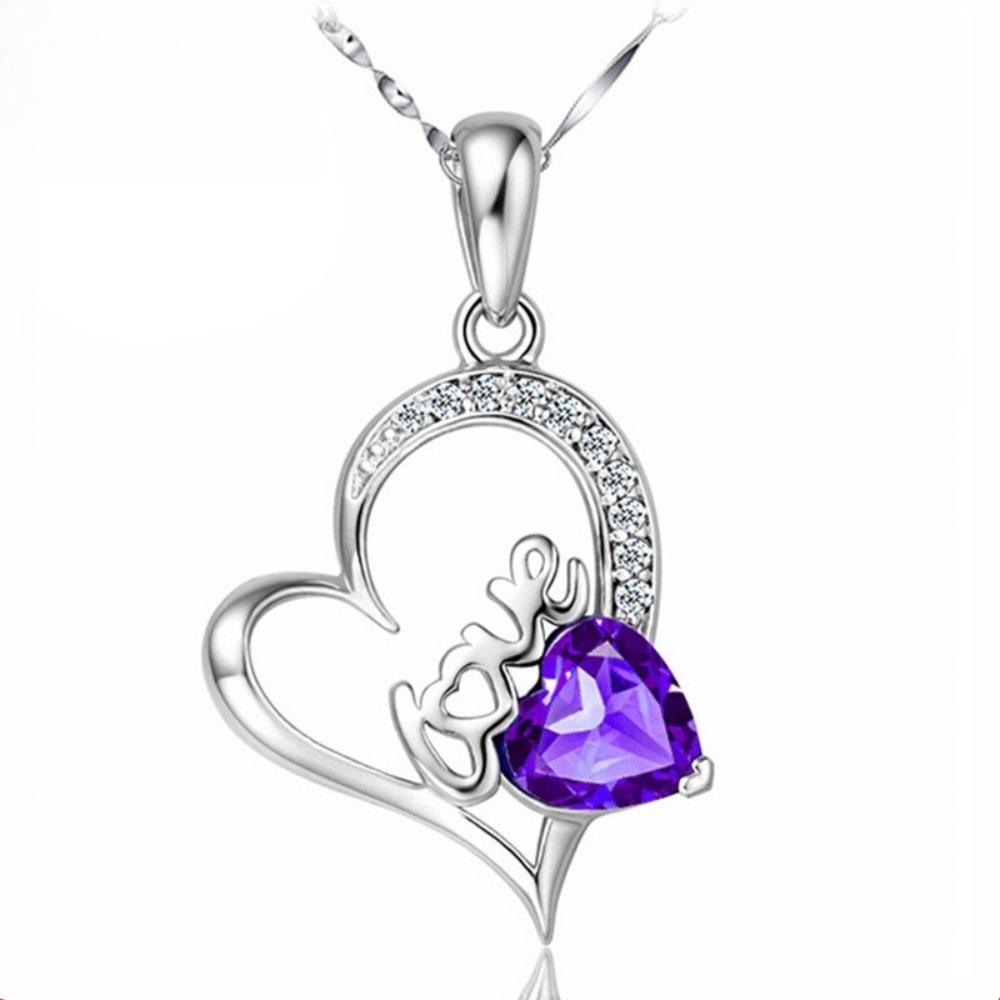 925 Sterling Silver Fashion Light Luxury Heart Shaped Love Zircon Necklace Birthday Party Anniversary Gift