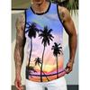 Men's Summer Tropical Sunset Print Tank Top Casual Sleeveless Hawaii Beach Tshirt For Men New In Full Print T Shirts Streetwear