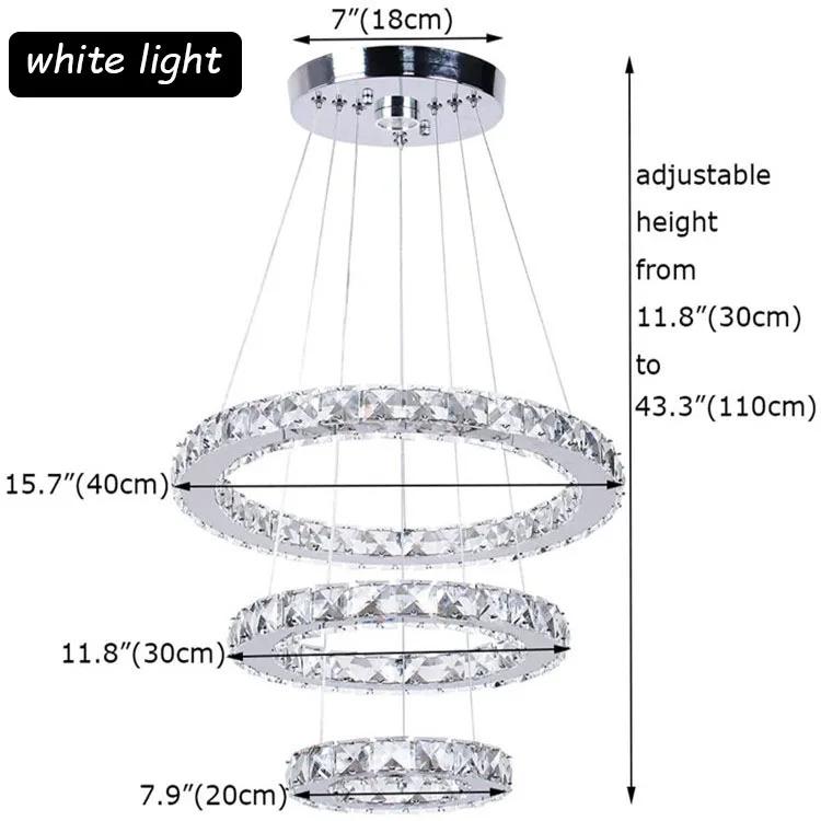 Luxusní 3-kruhové LED křišťálové závěsné světlo Severský moderní lustr Kreativní jednoduchá domácí dekorace Osvětlení stropu obývacího pokoje