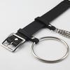Versatile Minimalist Black Pu Buckle Belt With Chain And Ring For Adults Young