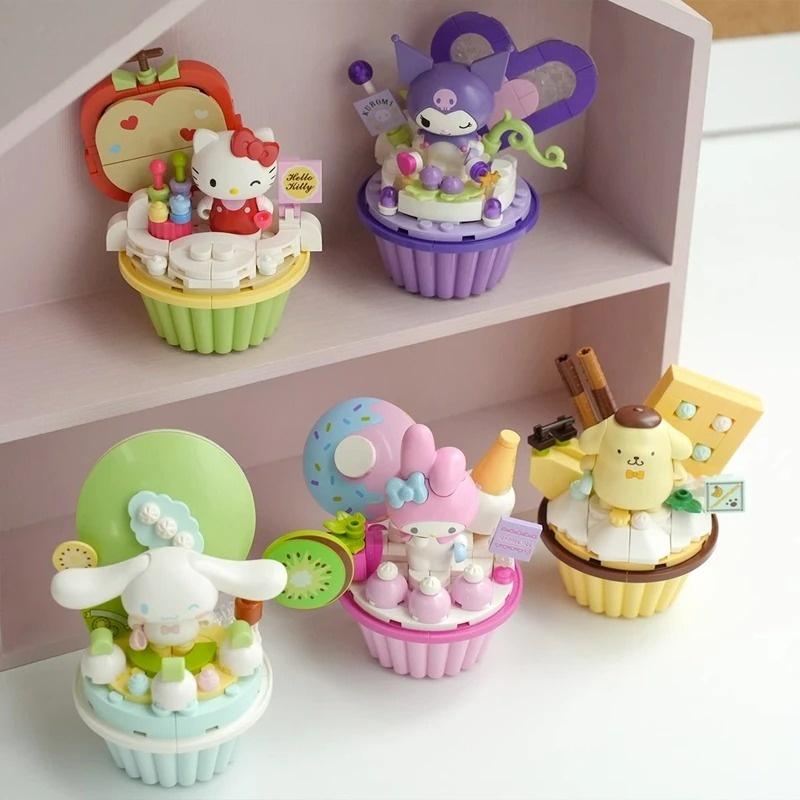 Genuine keeppley Sanrio building block cake series HelloKitty mymelody model Kuromi Cinnamoroll assembled toy birthday gift