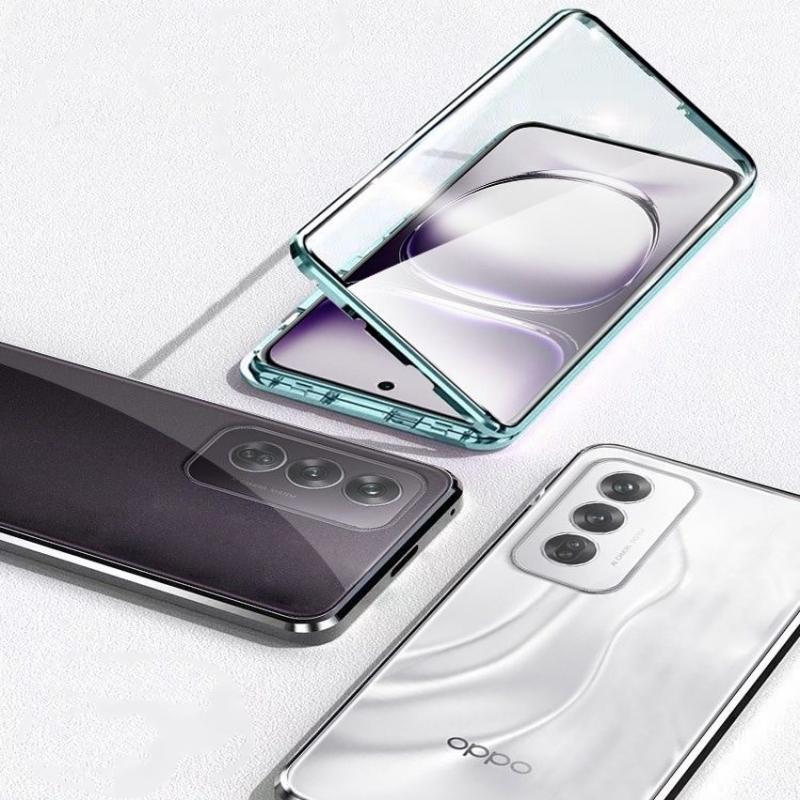 360 Full Case For Oppo A80 5G K12X A3 Pro Double Sided Magnetic Adsorption Metal Tempering Glass Protection Cover For Oppo K 12X