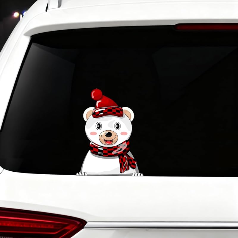 Christmas Decor Elf Peeking Sticker, Car Window Decals Vinyl Waterproof Stickers for Cars Truck SUV Laptop Bumper Car Stickers and Decals (Elf)