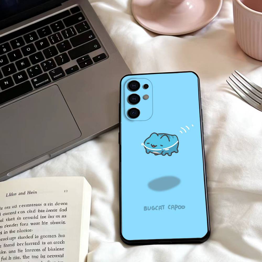Cute B-Bugcat Capoo Phone Case For Samsung S25,24,23,22,30,21,10,9,Ultra,Plus,Lite,FE,4,5 G Soft Black Case