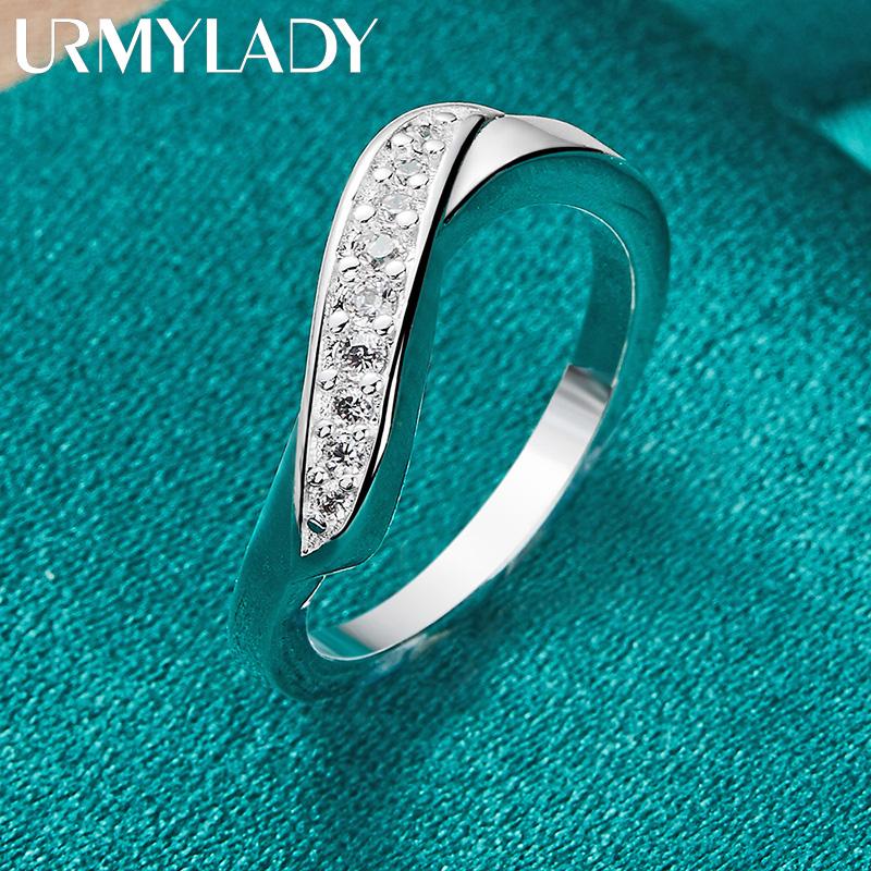 925 Sterling Silver Leaf Cyrkon 7 8 9 10 Pierścionek Dla Kobiet Moda Biżuteria