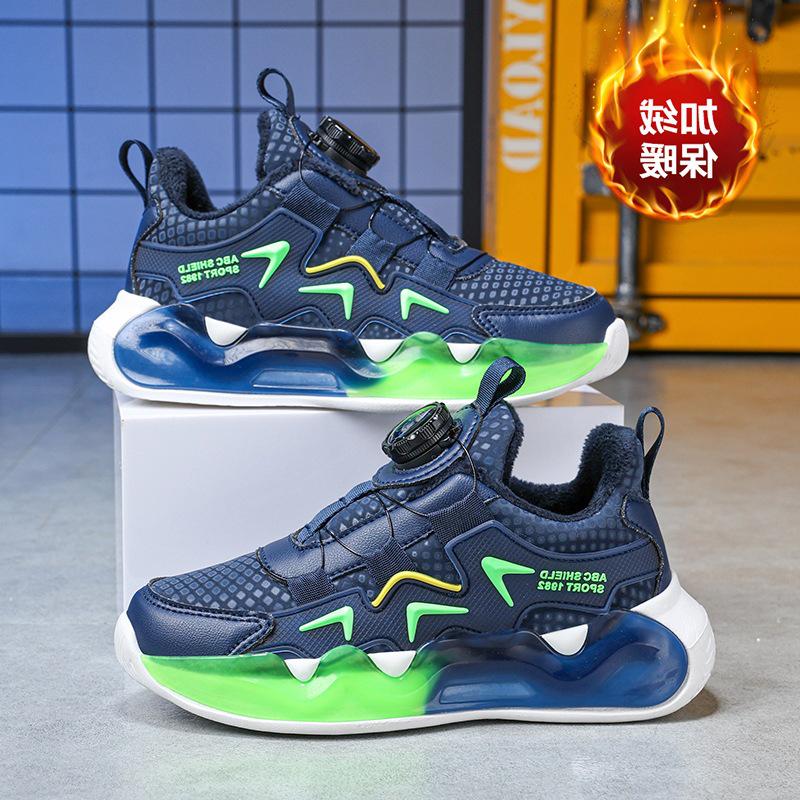 Girls' Cotton Winter Sports Shoes with Velvet Lining | 2025 Style | Medium & Large Sizes | Rotary Buckle | Warm Running Dad Sneakers