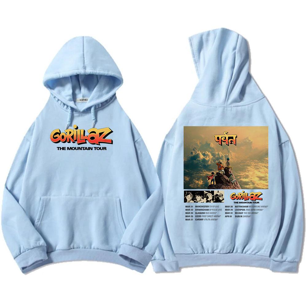 Gorillazs The Mountain 2026 Tour Mikiny Módní Mikiny s dlouhým rukávem a kapucí Podzim Zima Fleecové Pulovry Streetwear