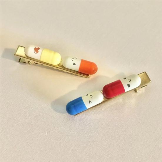 Hair Clip Cartoon Style Happy Pill Hair Pin Plastic Non-Fading Hairpin Headwear Hair Styling Tool Hair Accessory