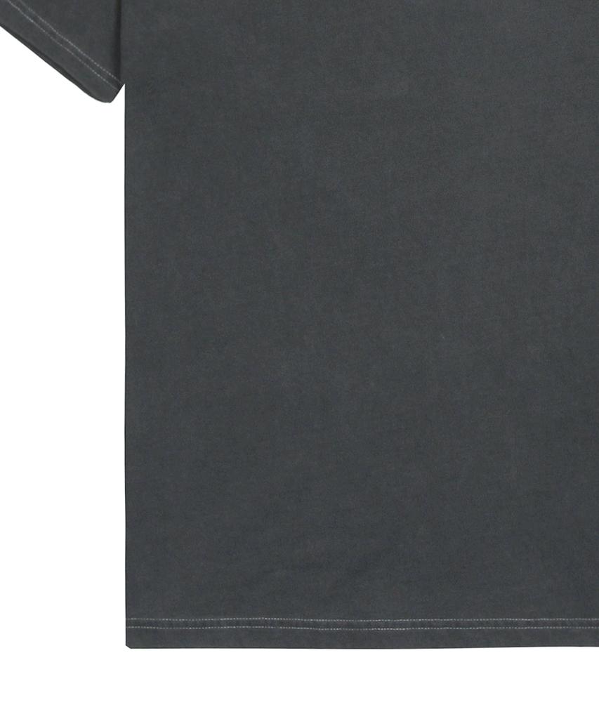 GRAVER [Unisex] Small Drawing Smile Pigment Short Sleeve T-Shirt_Black Charcoal/Gray Logo