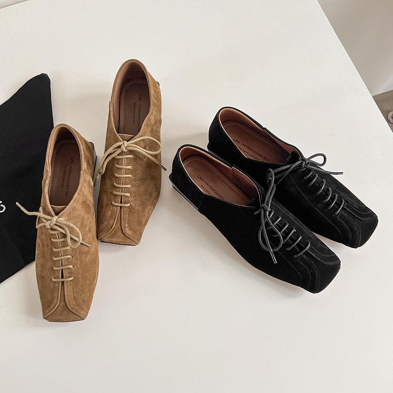 Fashion 2025 NEW Spring Women Pumps Kid Suede Women Shoes Square Toe Chunk Heel Handmade Genuine Leather Ladies Shoes Mules