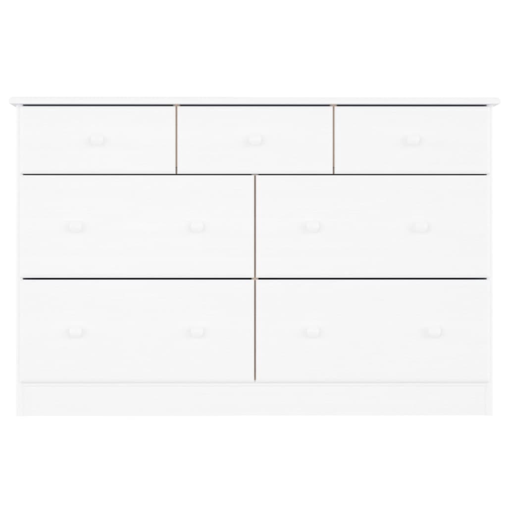 ALTA White Chest of Drawers 112 x 35 x 73 cm Solid Pine Wood