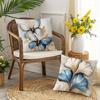 Four Exquisite Pillowcases with Blue and White Floral and Feather Art Prints Sofa cushion cover home room decoration