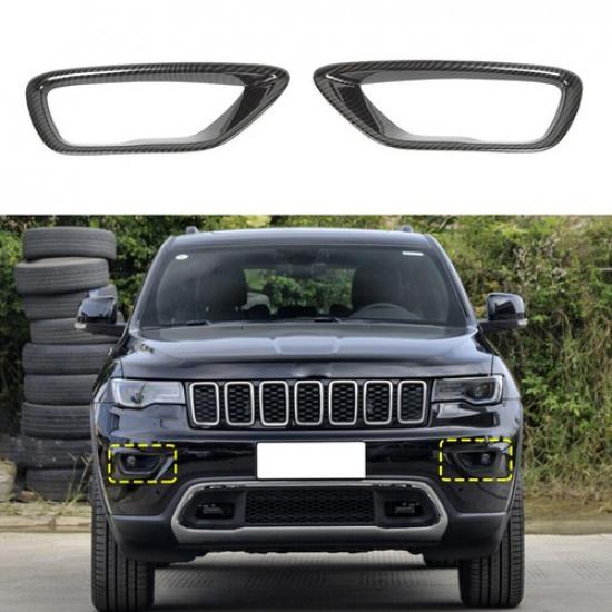 Carbon Fiber Front Fog Light Lamp Cover Trim For Jeep Grand Cherokee 2018-