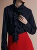 Elegant French-inspired Ruffled Stand-Collar Shirt: Detachable, Loose-Fit, Slimming, Mid-Length, Perfect for Commuting
