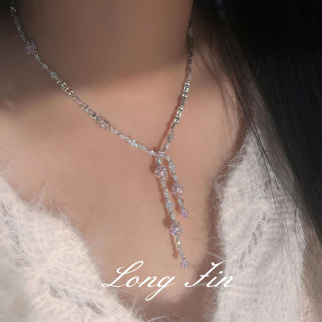 Vergissmeinnicht Blume Voll Diamant Armband Halskette Ohrringe Super Flash Fortgeschrittener Leichter Luxus Live Übertragung