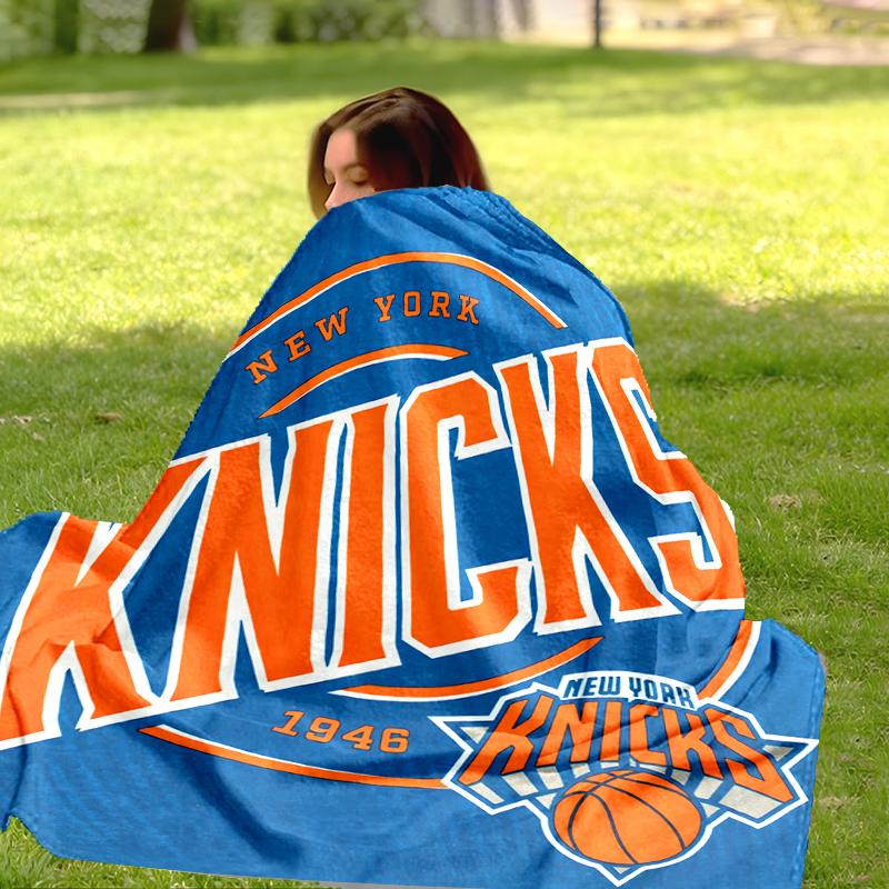 New York Knicks Sports Style Flannel Fleece Blanket Cozy Warm Throw Blanket For Couch Bed Travel All Season Use