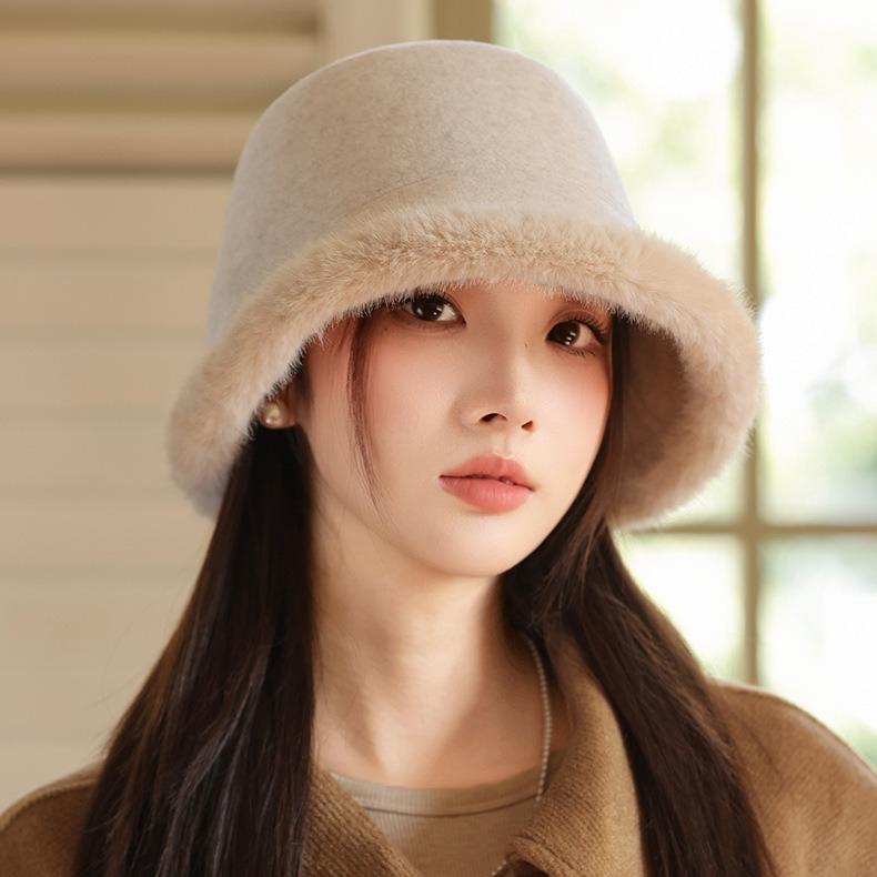 Winter Hat Women's Velvet Thickened Burr Bucket Hat Warm Bag Head Ear Protection Fashion Basin Hat