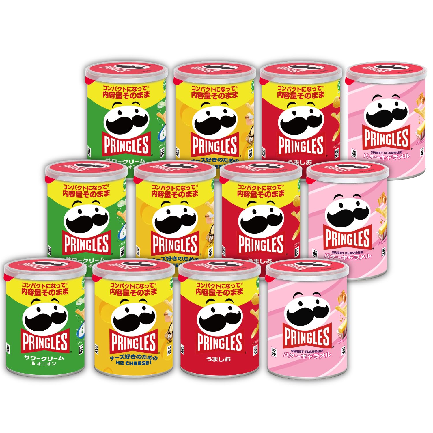 Pringles Small Can Assortment Set Sour Cream Butter contents may vary depending on the Kellogg s 4-Flavor (Salt, & Onion, Hi! Cheese!, Caramel) Set зелёный