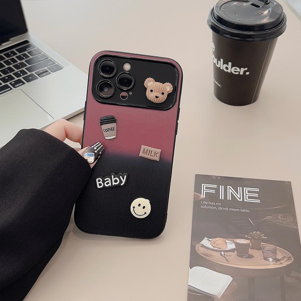 

Gradient Contrast Color Suitable for Apple 13 ProMax Mobile Phone Case Iphone15 Three-dimensional Bear 14 All Inclusive 1116 Huawei Nova10SE