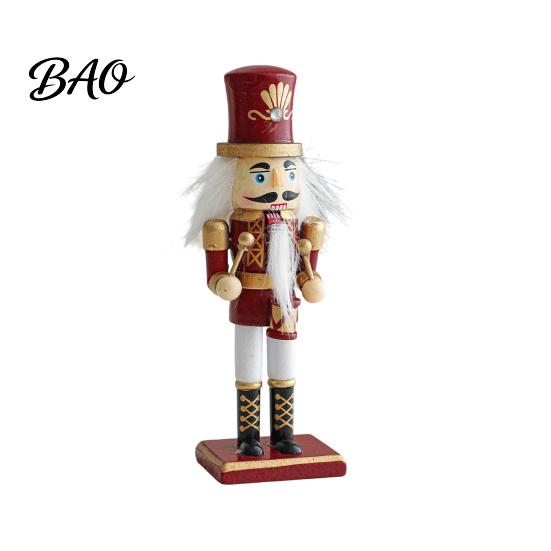 Solid Wood Holiday Gift Wooden Nutcracker Soldier Figurine, Handcrafted Christmas Tabletop Ornament Handmade Festive for Desk And Bookshelf