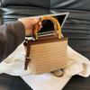 Weaving Bag Summer New Bamboo Handle Tote Straw Bag Niche Simple Shoulder Crossbody Bucket Bag Women's Bag