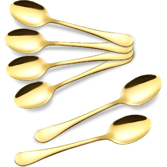 Espresso Spoons, Tea Spoons Set of 6, Mini Coffee Spoon, 4.7" Stainless Steel Small Spoon Set for Coffee, Tea, Dessert, Appetizer, Sugar, Dishwasher