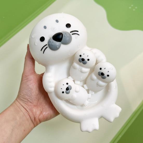 Cute Otter Family Bath Toys Set Soft Water Play Animals for Kids Mother Otter And Baby Otters Toy Fun Otter Swimming Toy