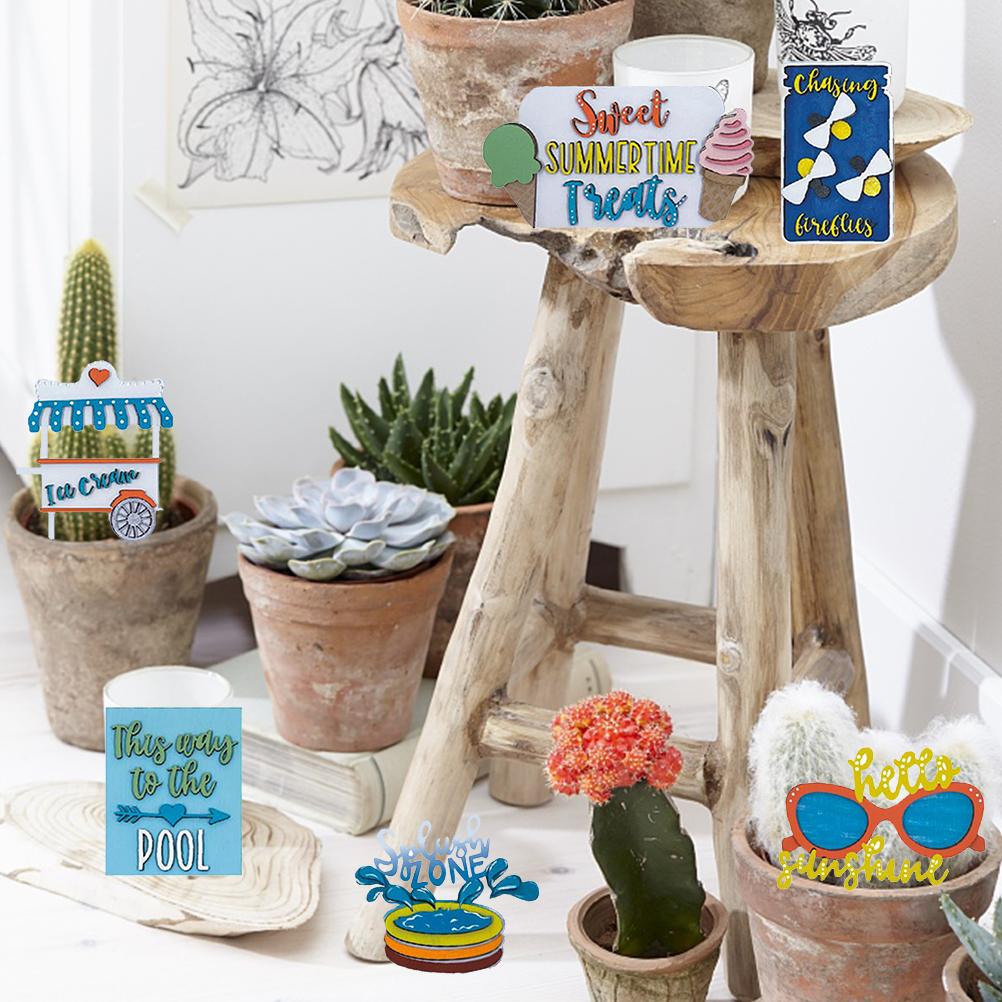 Summer Tiered Tray Decor Set Farmhouse Wood Tiered Tray Decor Items Summer Theme Mini Wooden Signs Home Kitchen