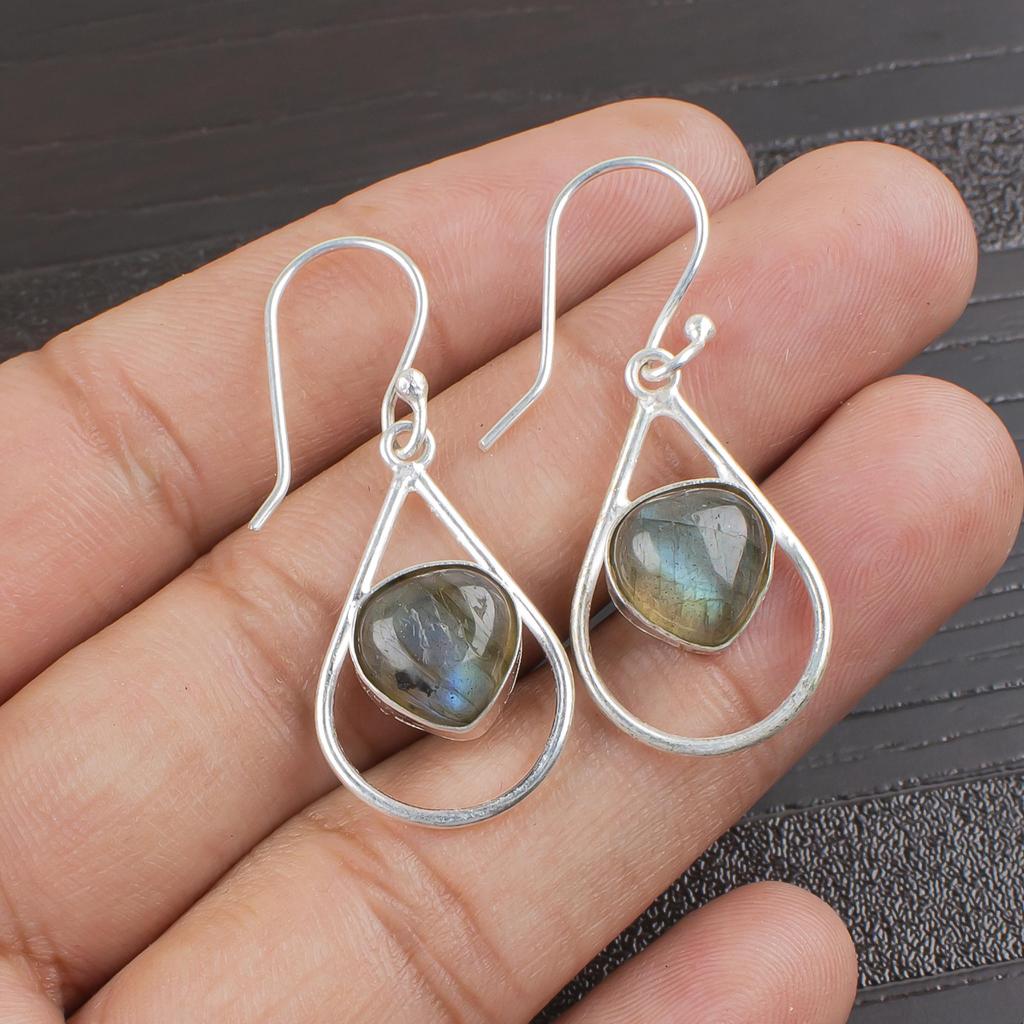 Labradorite Gemstone Jewelry, 925 Solid Sterling Silver Earring, Handmade Beautiful Labradorite Silver Jewelry For Wedding Gift