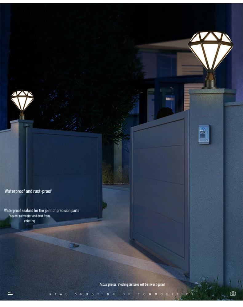 Super Bright LED Diamond Post Cap Light - Waterproof Outdoor Garden & Courtyard Lamp