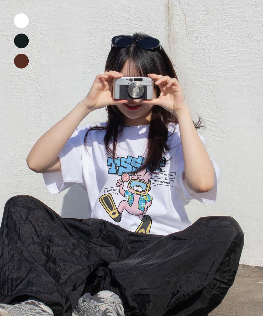 Tijeoteu [15 Designs] Tibit Maker Basic Summer Cotton Oversized Short Sleeve T-Shirt