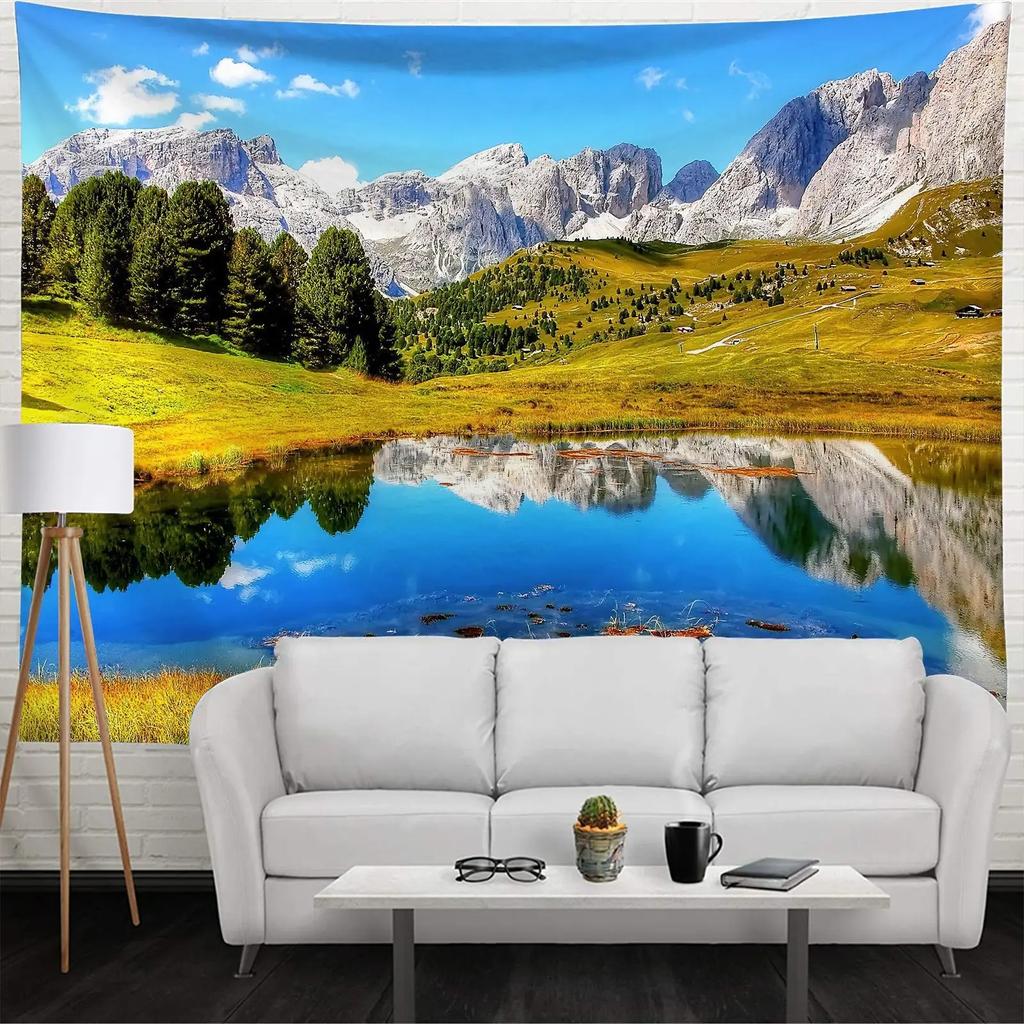 Natural Scenery Mountain Top Sunrise Pattern Tapestry Home Wall Decoration Tapestry Bedroom Living Room Tapestry