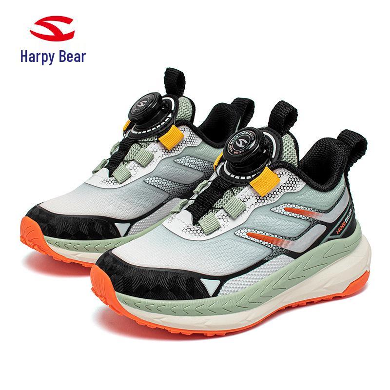 Habi Bear Boys' Double Mesh Breathable Sneakers with Rotary Buckle and Soft Sole for Spring and Autumn