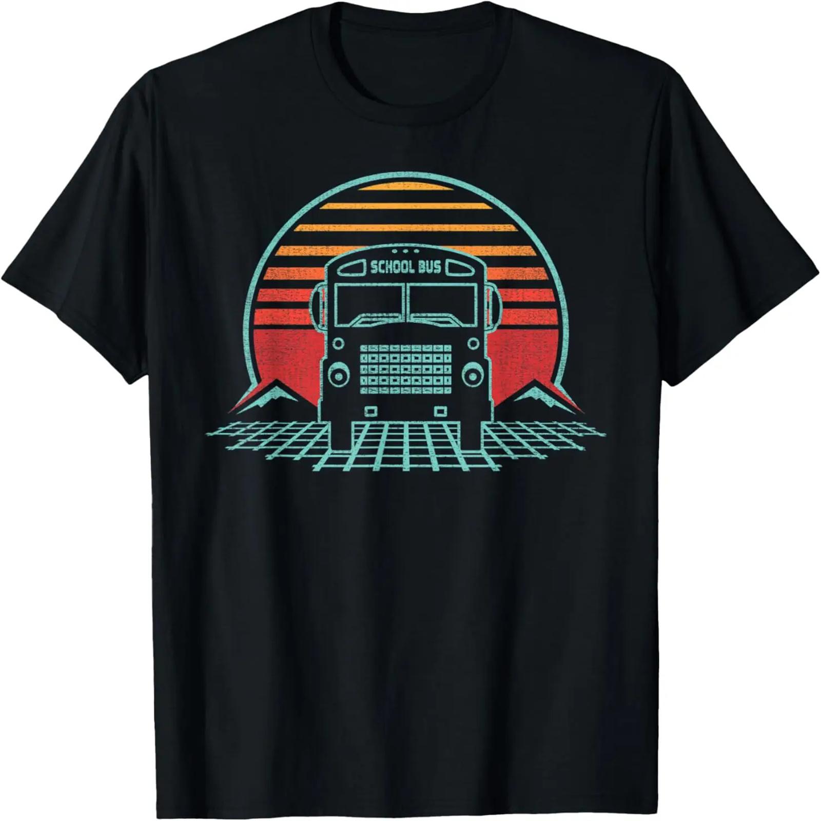 School Bus Driver Retro Vintage 80s Style Gift T-Shirt S
