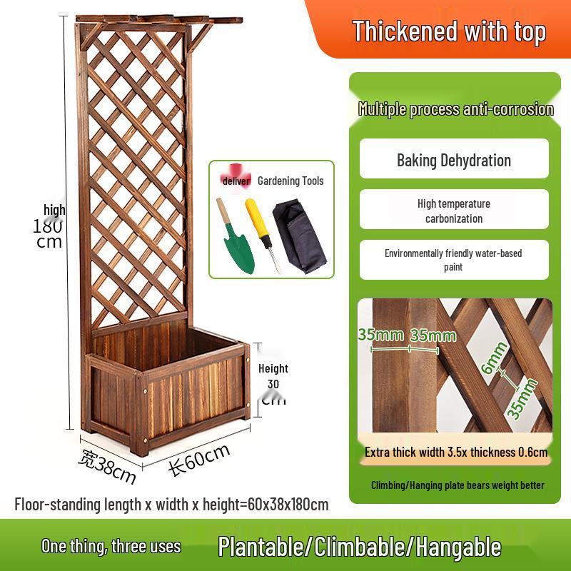 Anti-corrosion Wooden Trellis & Planter Box for Balcony Gardens