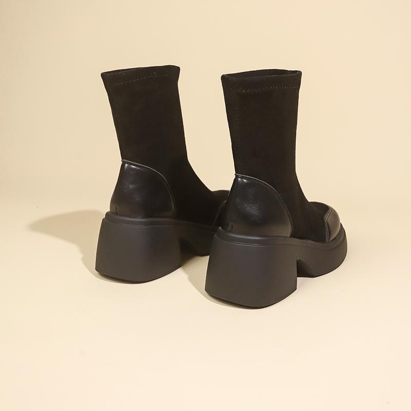 Fashion Aphixta Suede Sock Boots Women Platform 7CM High Heels Fashion Ankle Boots Autumn Winter Shoes botas mujer 2024 tendencia